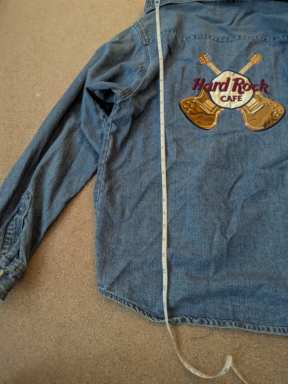 Hard Rock Cafe Blue Denim Jacket with Guitar Patch - Picture 5 of 8